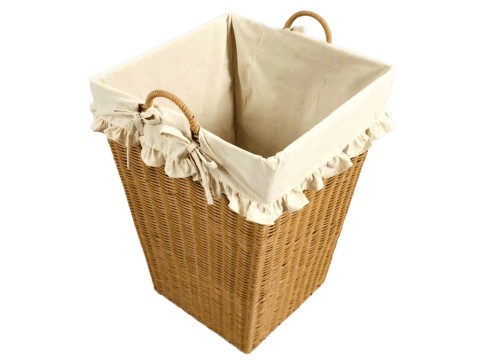 Custom-made PE Resin Woven Laundry Hamper with Removable Ruffled Liner